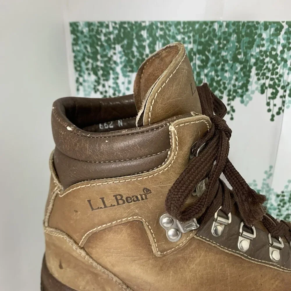 L. L. Bean Vintage Cowhide Leather Hiking Gore-Tex Boots Size 8.5 Mens